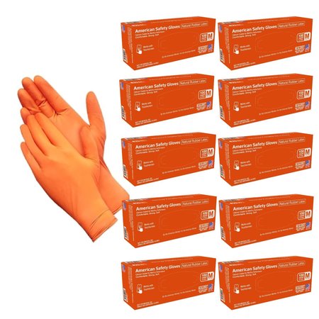 MI AMERICAS Latex Disposable Gloves, 7 mil Palm, Low Protein Natural Rubber Latex, Powdered, M, 1000 PK, Orange 5112-10